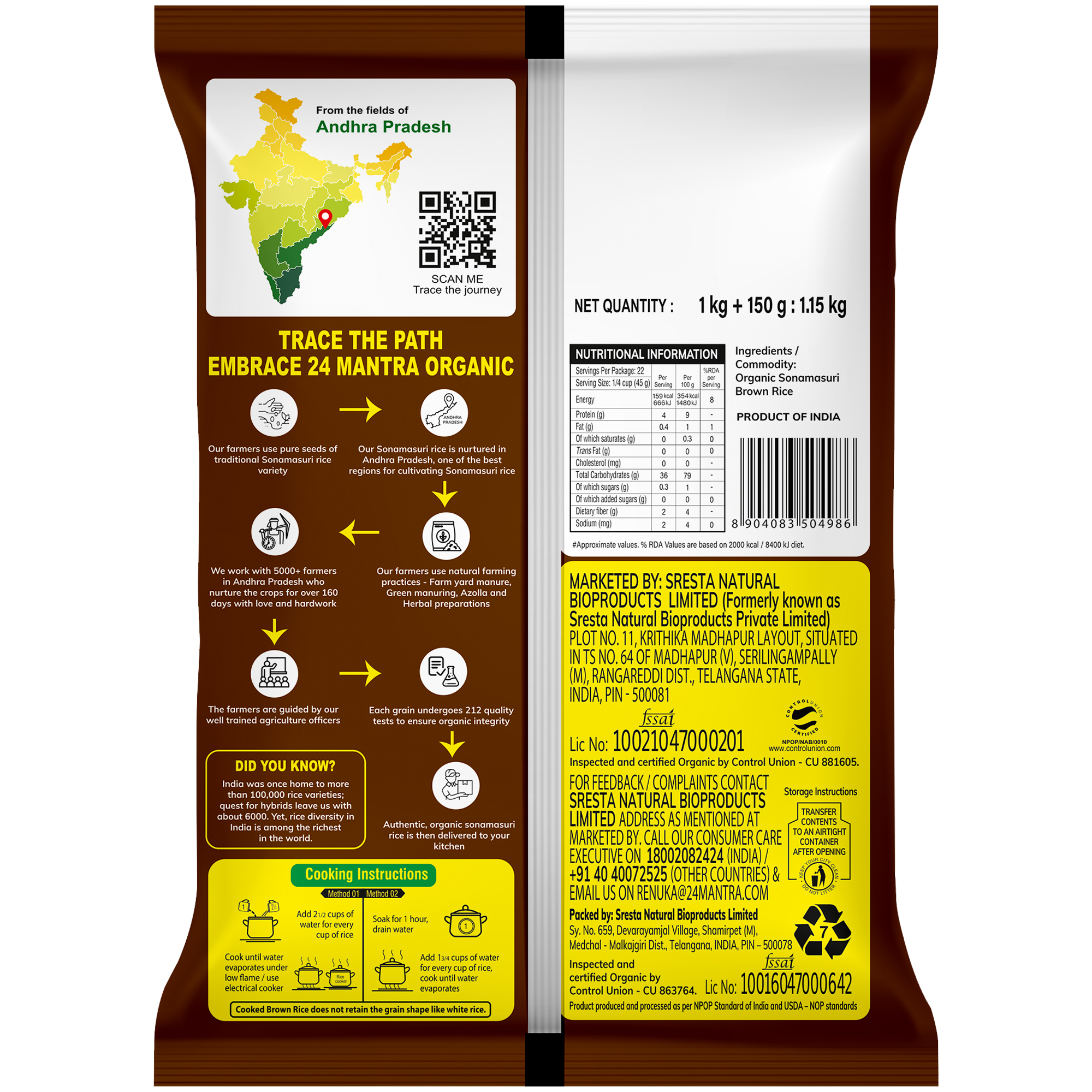 24 Mantra Organic Sonamasuri Brown Rice 1kg