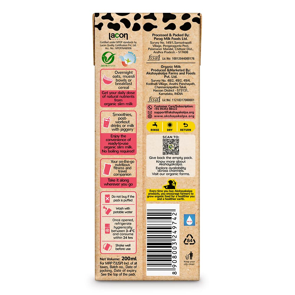 Akshayakalpa Organic Slim Milk 1L