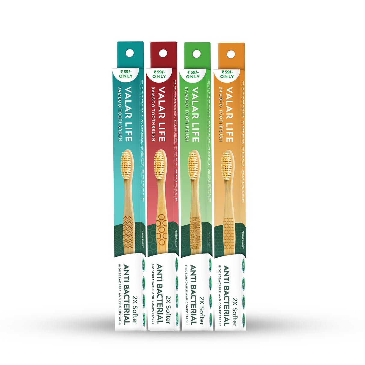 ValarLife Bamboo Kid Friendly Soft Bristle ToothBrush (Blue)