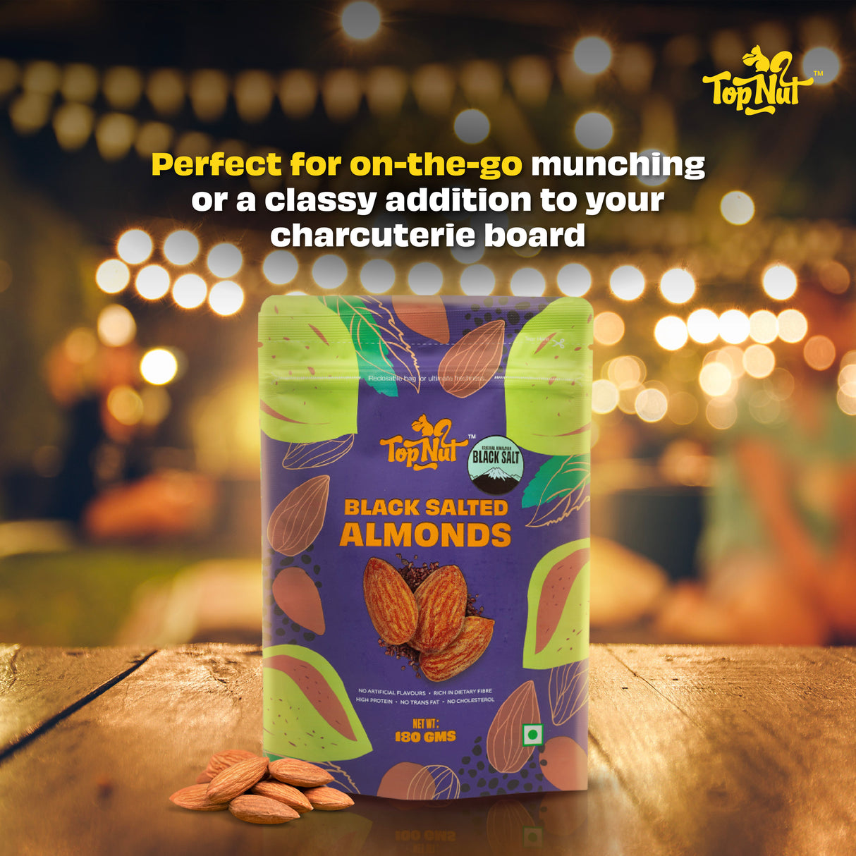 Top Nut Black Salted Almonds 100G