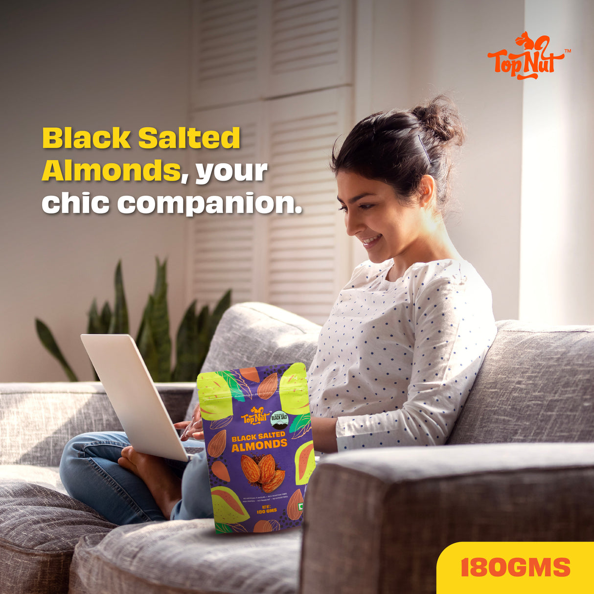 Top Nut Black Salted Almonds 100G