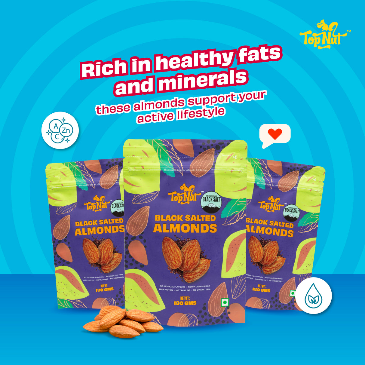 Top Nut Black Salted Almonds 100G