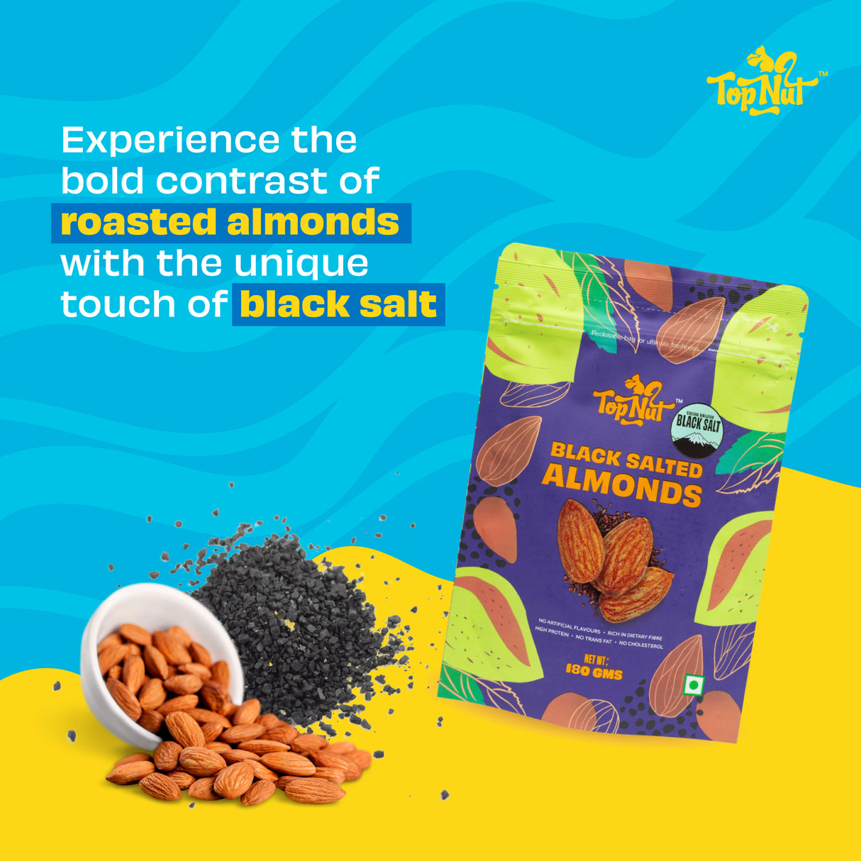 Top Nut Black Salted Almonds 100G