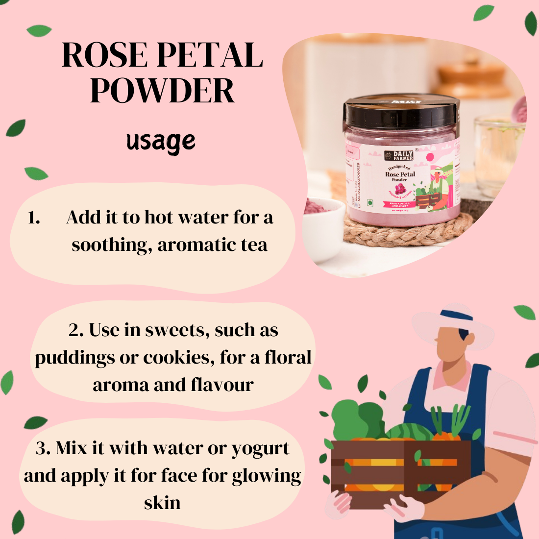 Daily Farmer Rose Petal Powder 70g