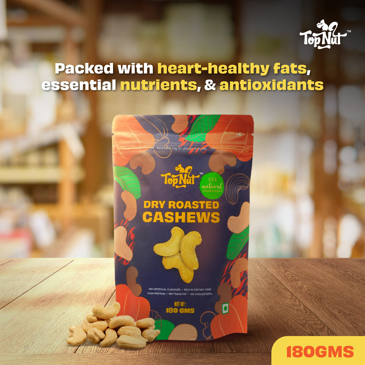 Top Nut Dry Roasted Cashews 100G