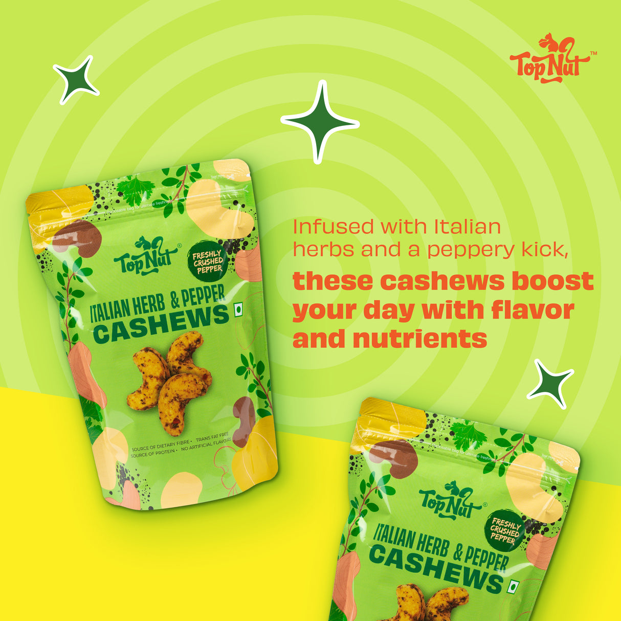 Top Nut Italian Herb & Pepper Cashews 180g