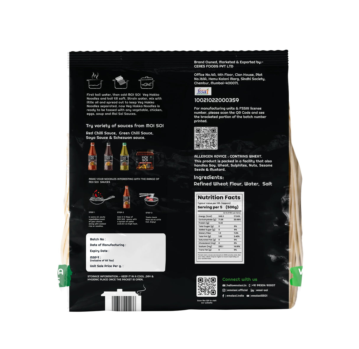 Moi Soi Veg Hakka Noodless 500g