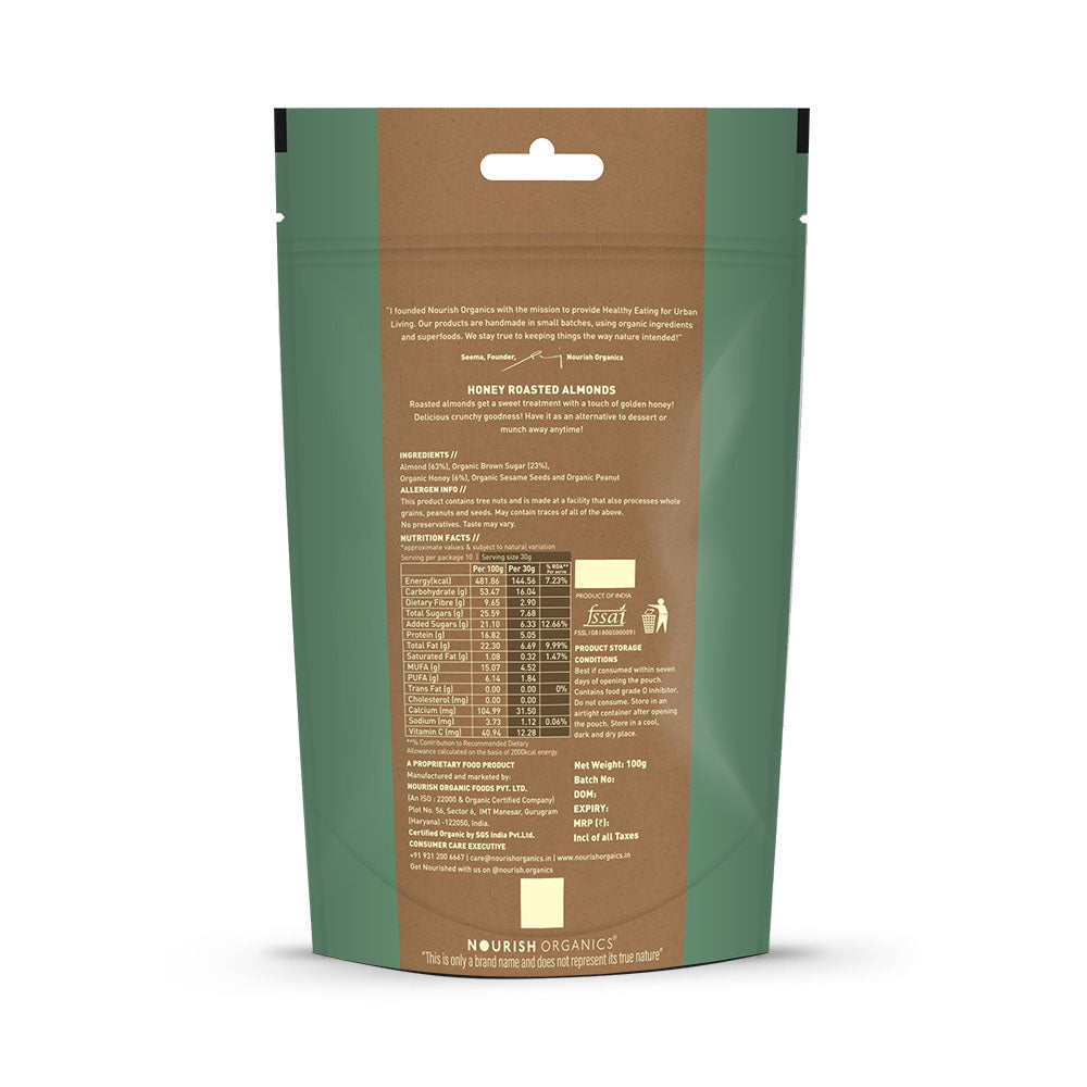 Nourish Organic Honey Roasted Almonds 100g