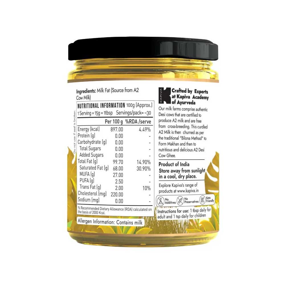 Kapiva Pure Foods A2 Ghee 500ml