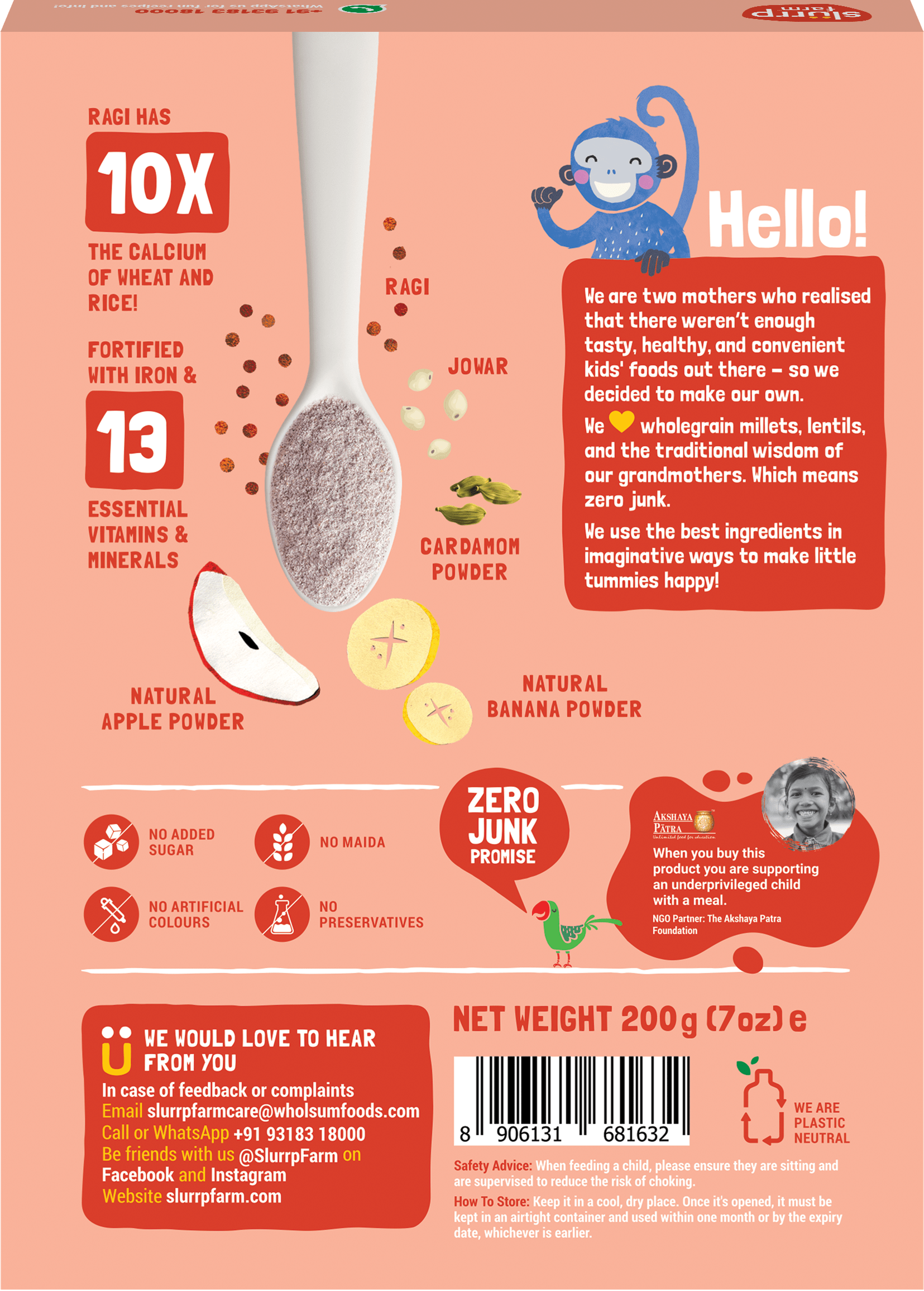 Slurrp Farm Ragi Apple&Banana Cereal 200g