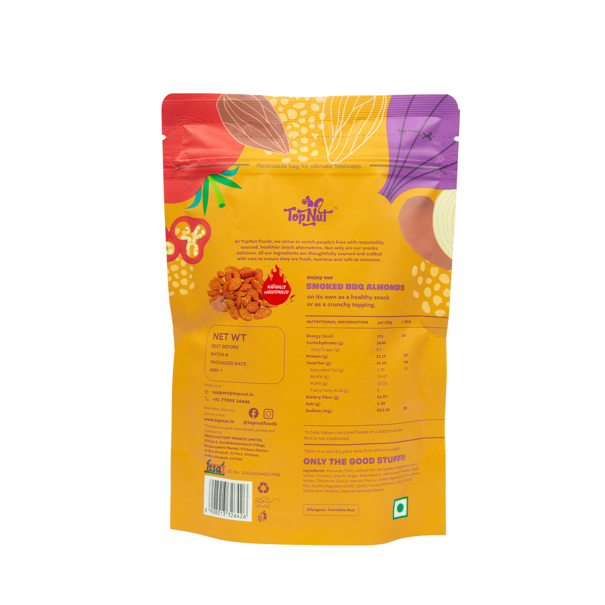 Top Nut Smoked Bbq Almonds 100G