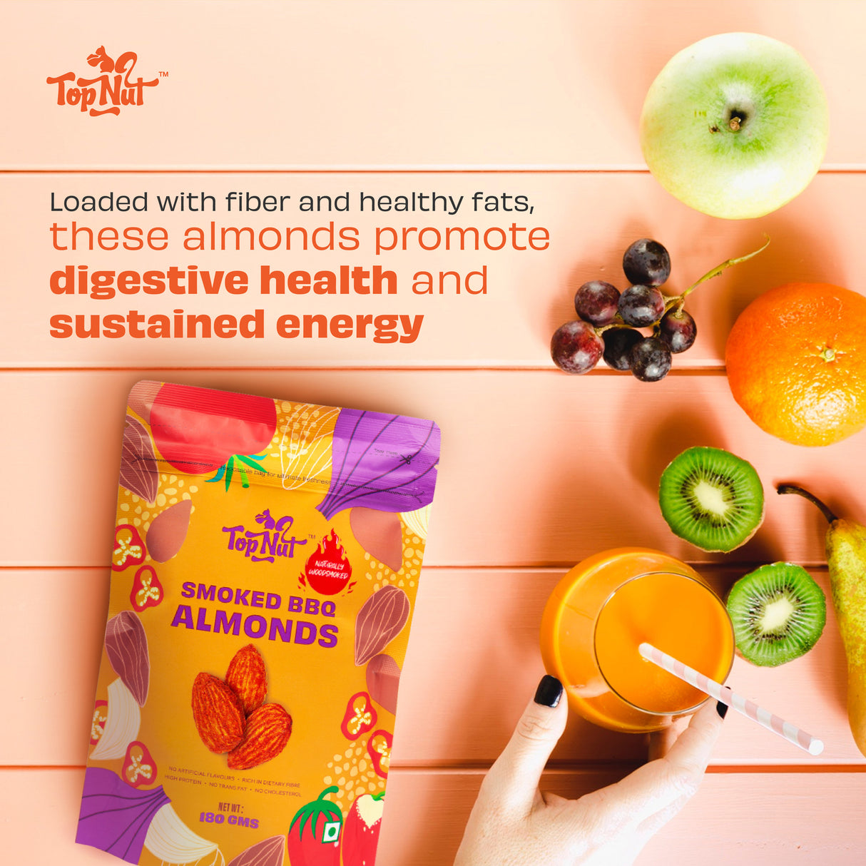 Top Nut Smoked Bbq Almonds 100G