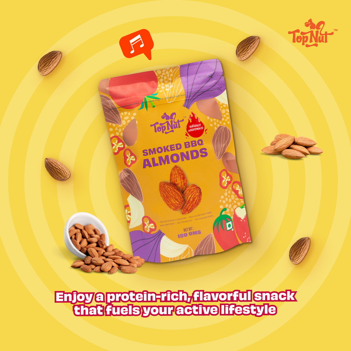 Top Nut Smoked Bbq Almonds 100G