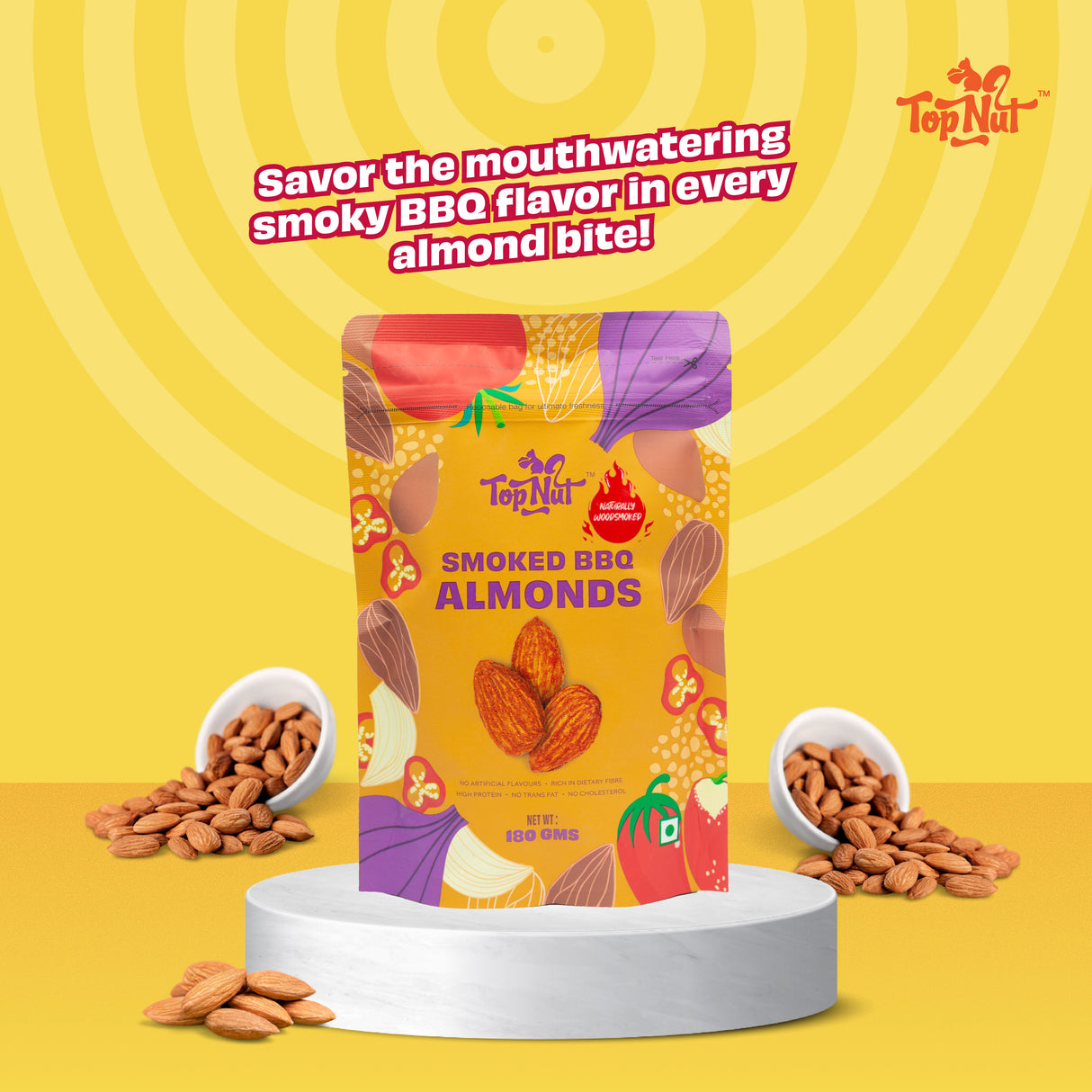 Top Nut Smoked Bbq Almonds 100G