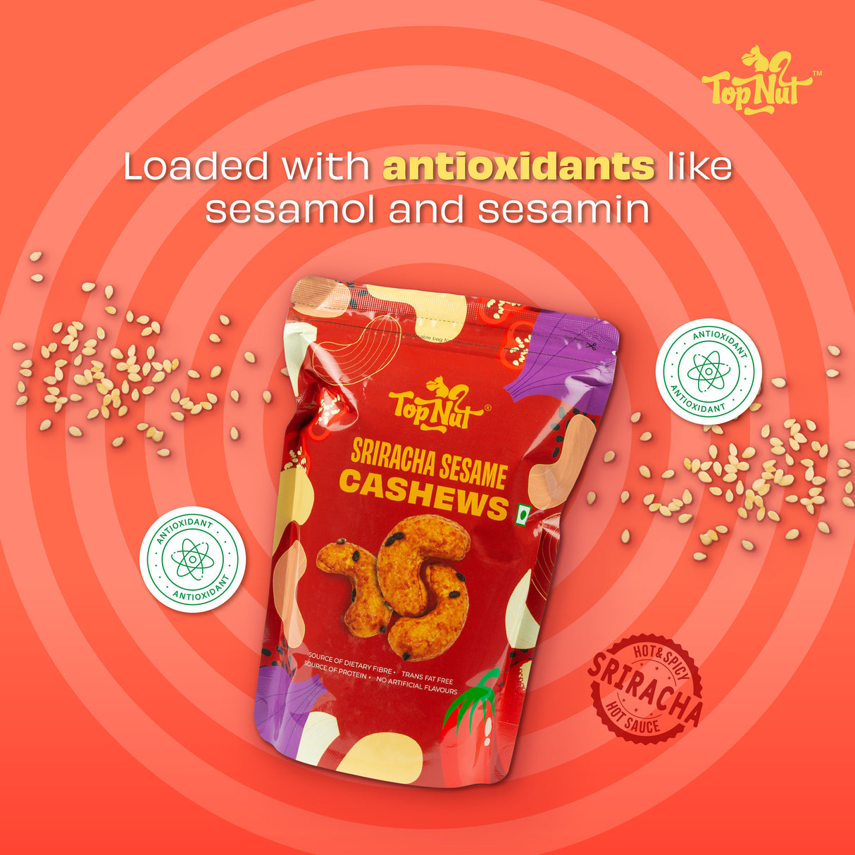 Top Nut Sriracha Sesame Cashews 180g