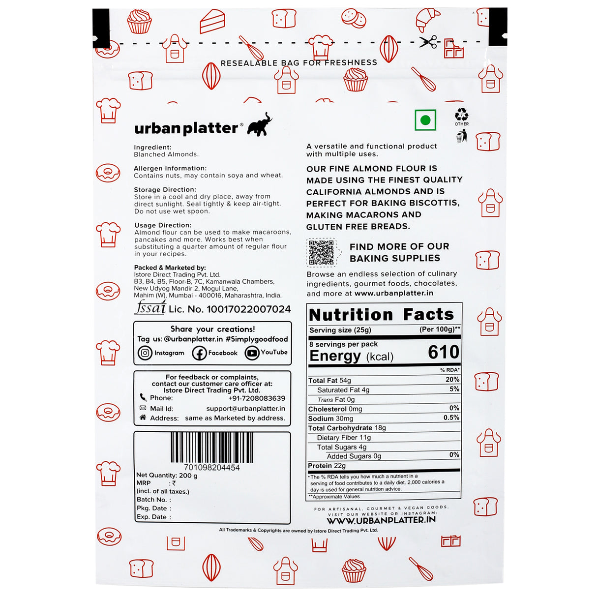 Urban Platter California Fine Almond Flour 200g