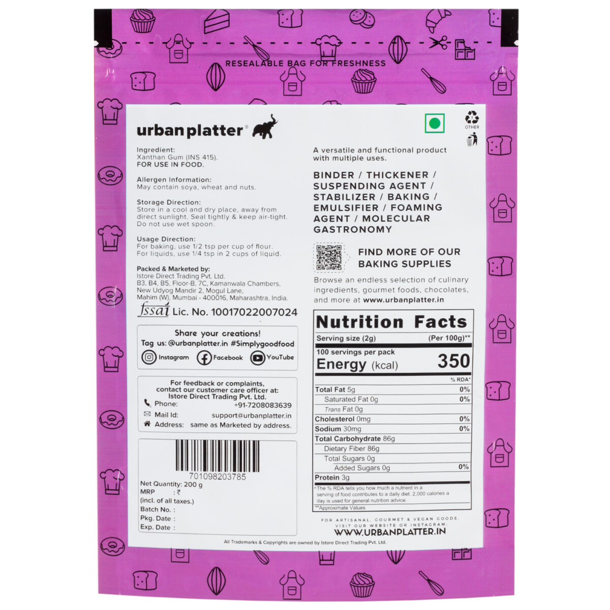 Urban Platter Professional Xanthan Gum Powder 200G