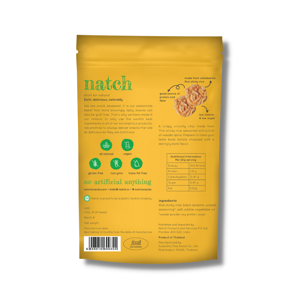 Natch Thai Rice Wasabi Chips 100g