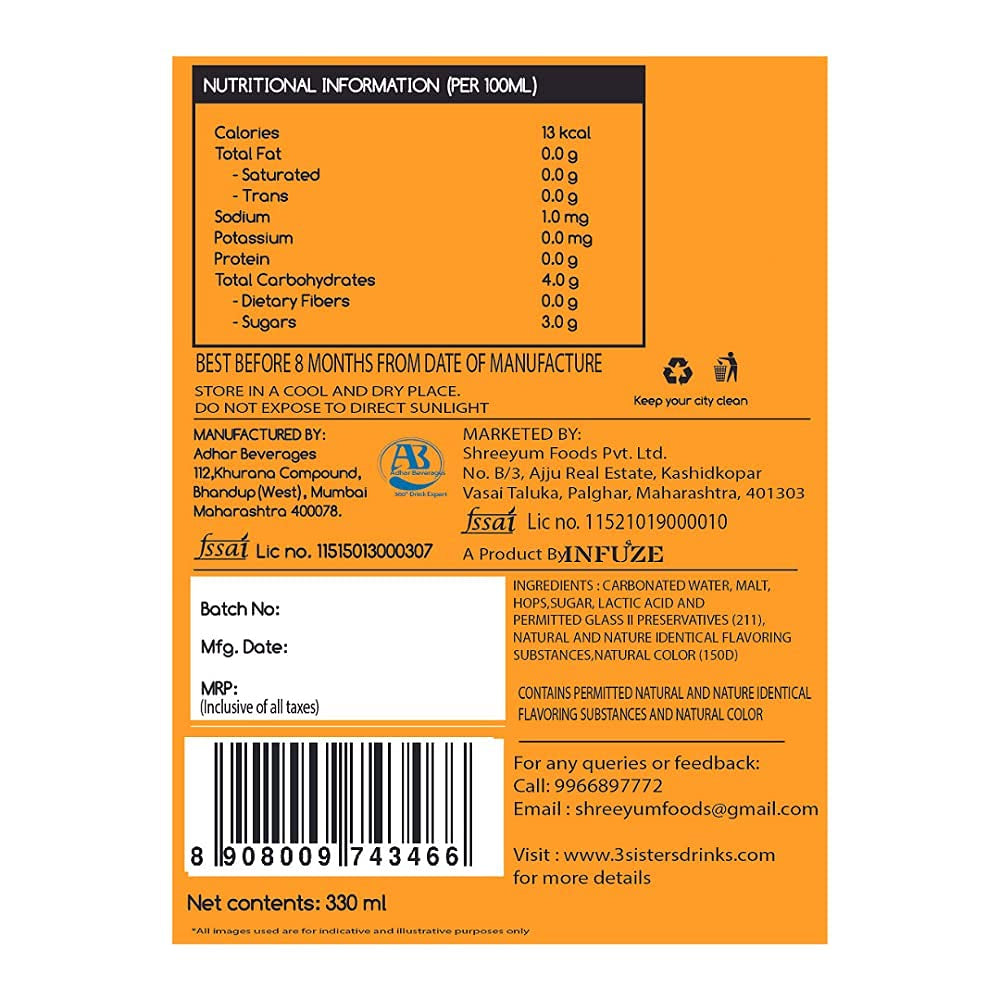 3Sisters Ginger Beer Non Alcoholic Beer 330ml