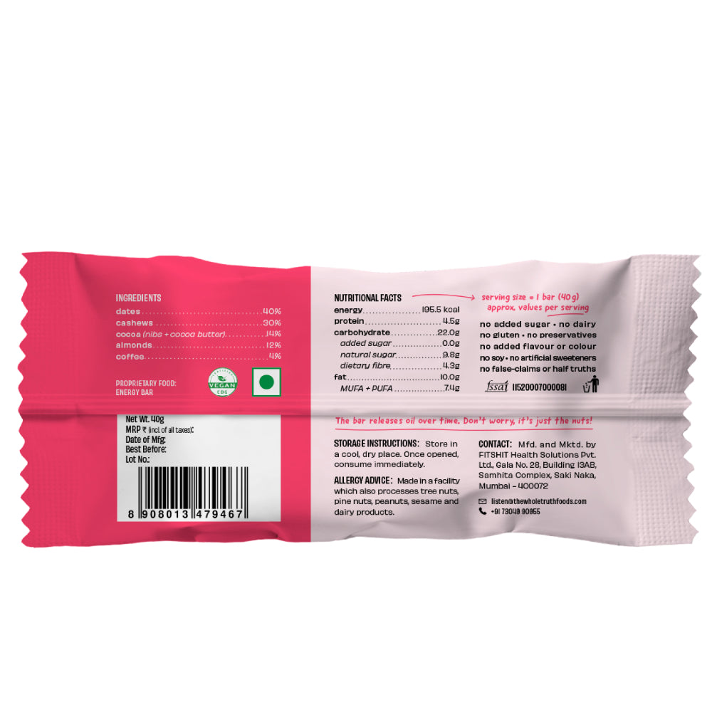 The Whole Truth Mocha Almond Fudge Energy Bar 40G