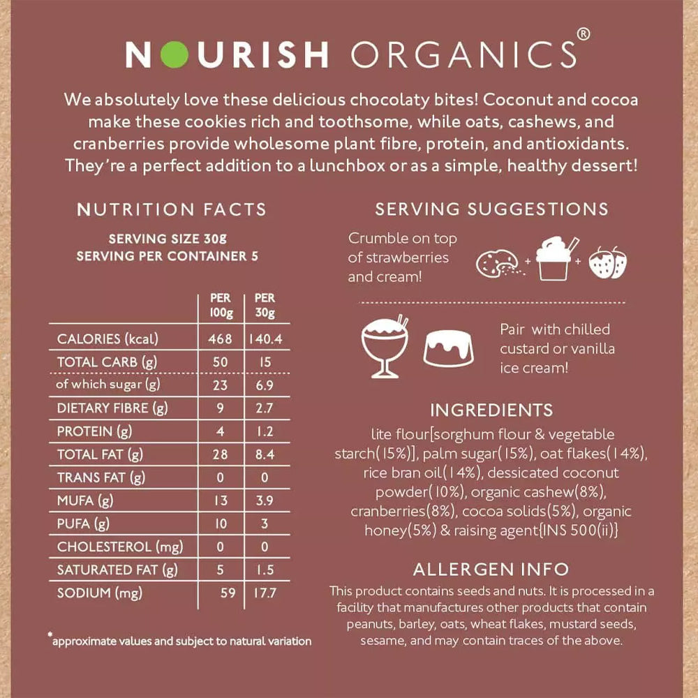 Nourish Organic Cookies Choco Coconut 140G