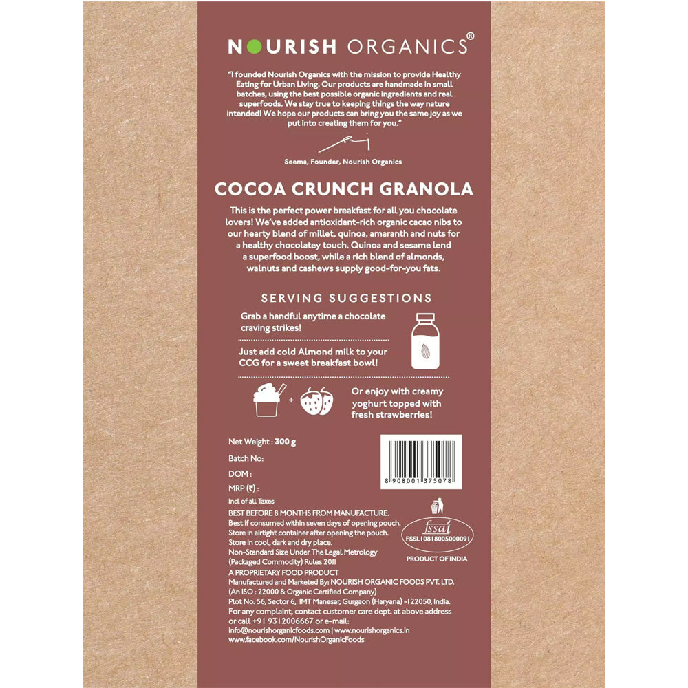 Nourish Organic Cocoa Crunch Granola 300G