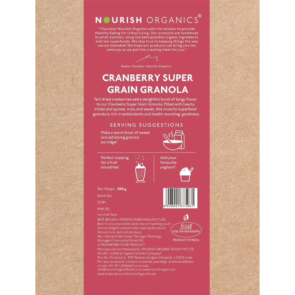 Nourish Organic Cranberry Super Granola 300G