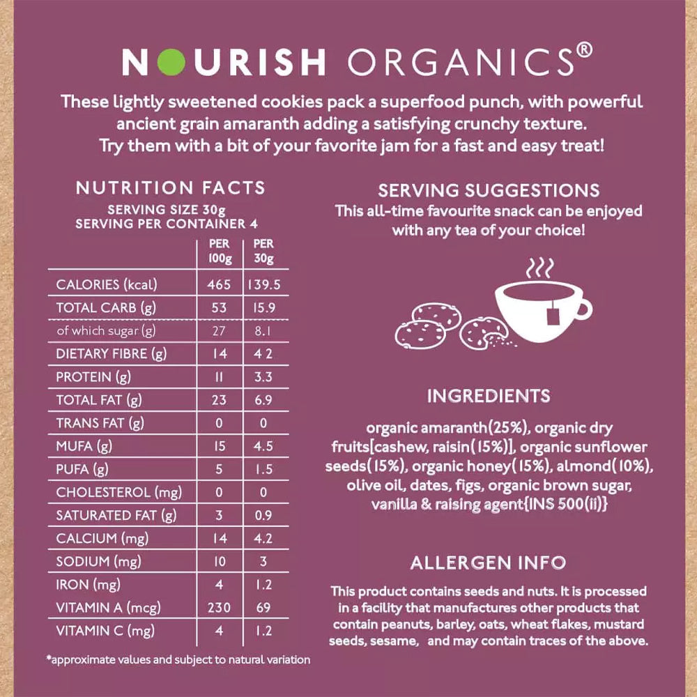 Nourish Organic Cookies Fig Amaranth 110G