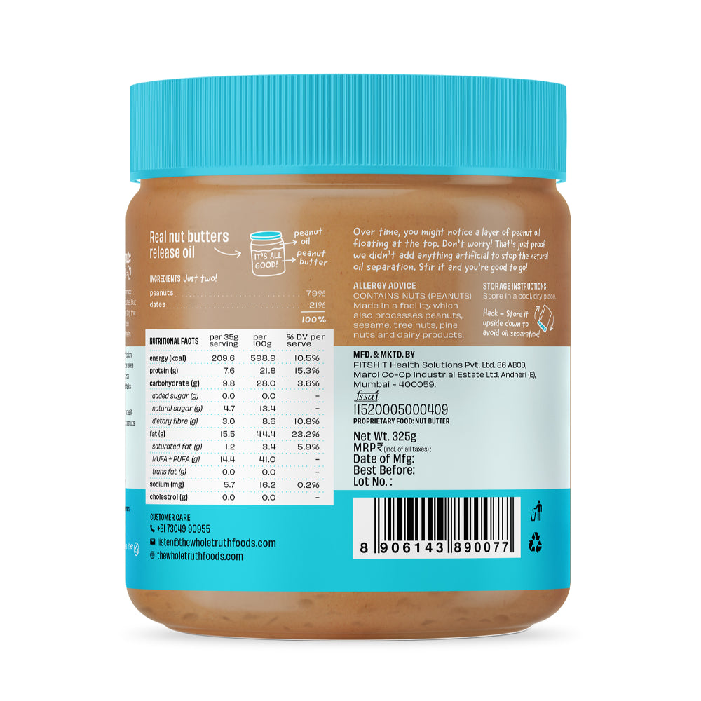 The Whole Truth Creamy Peanut Butter With Dates 325G