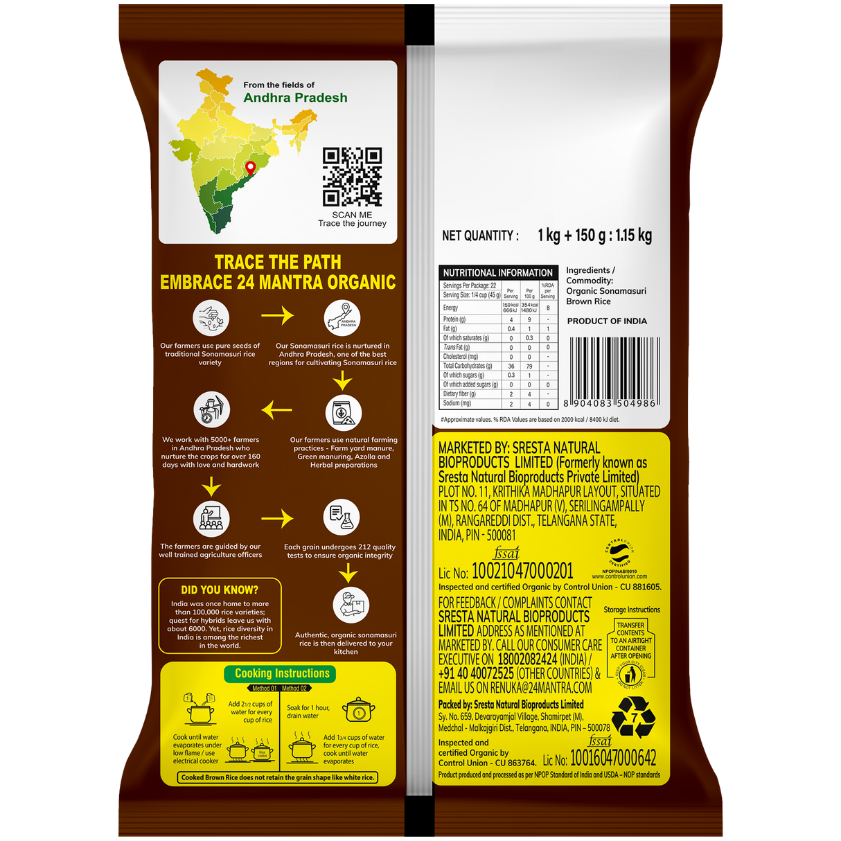 24 Mantra Organic Sonamasuri Brown Rice 1kg