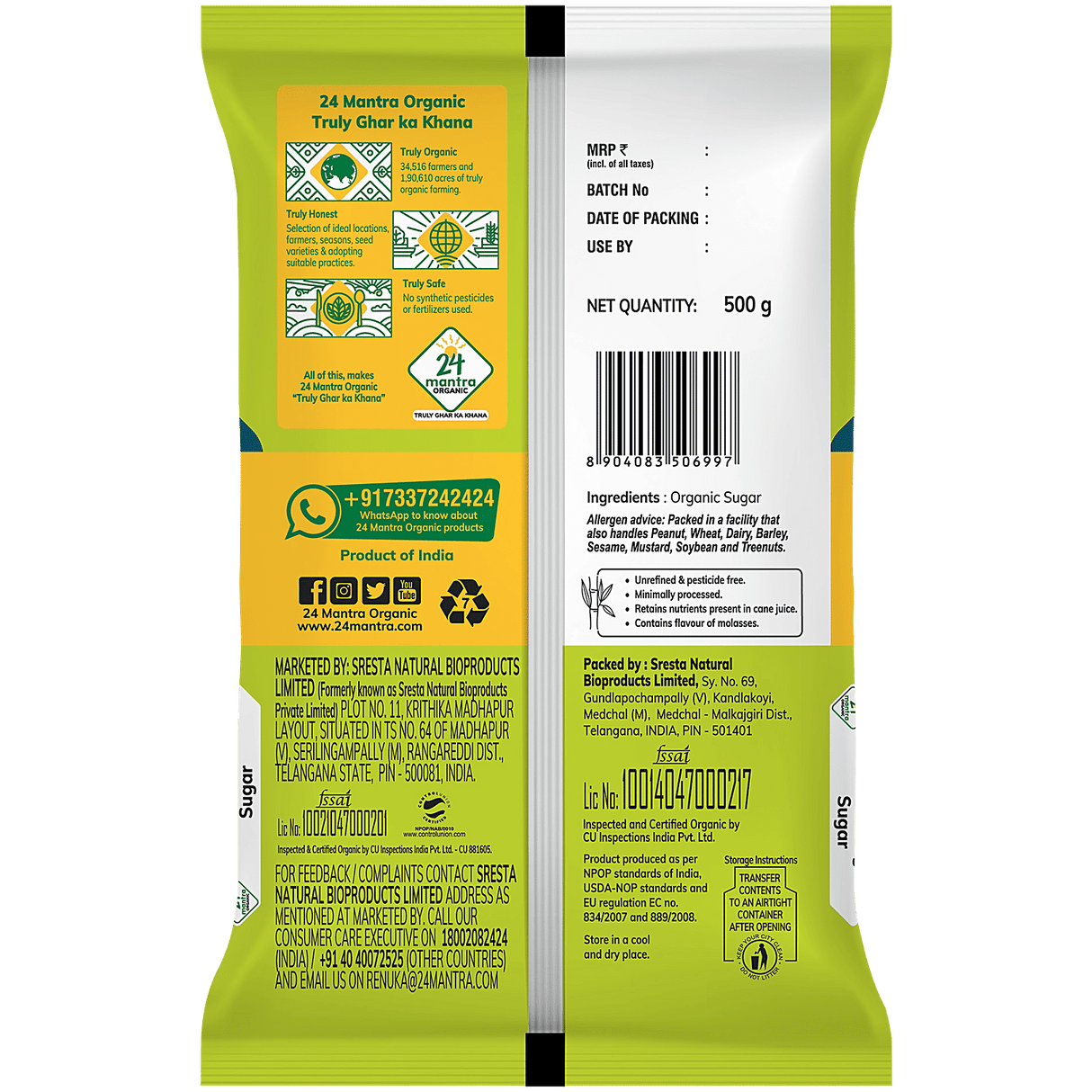 24 Mantra Organic Sugar 500g