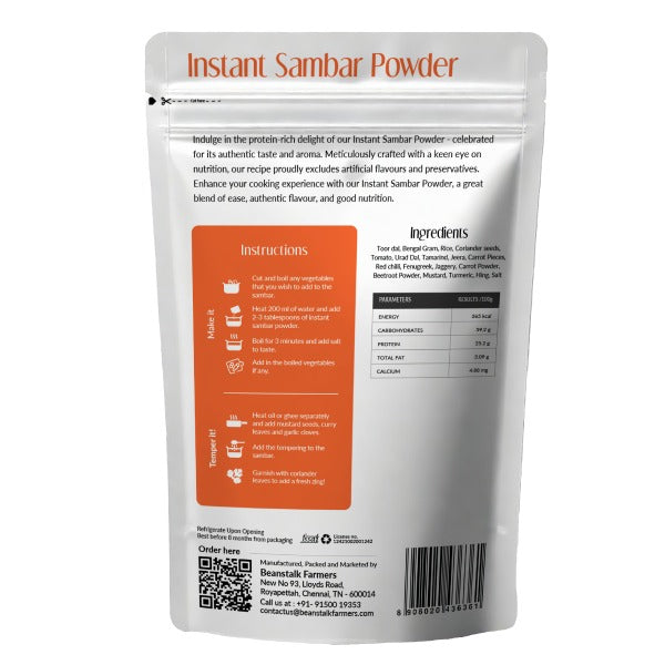Beanstalk Farmers Instant Sambar 50g