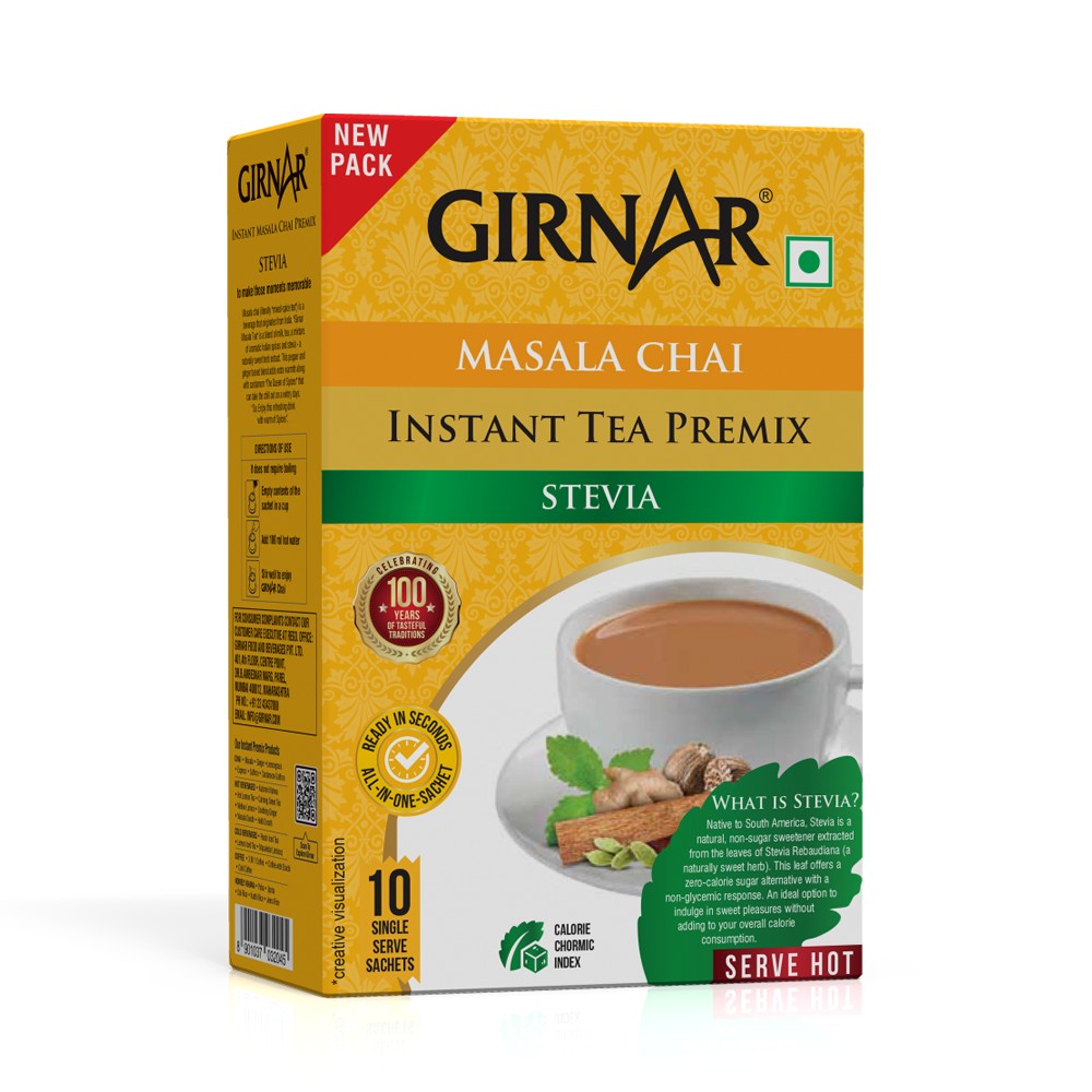 Girnar Instant Masala Chai Premix With Stevia 10n Tea Bags