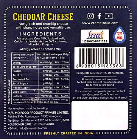 Cremeitalia Cheddar Cheese 200g