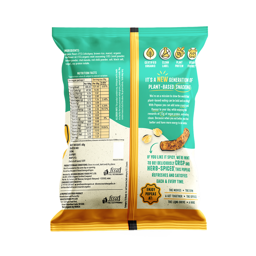 Nourish Organic Spicy Mint Chickpea Puff 60g