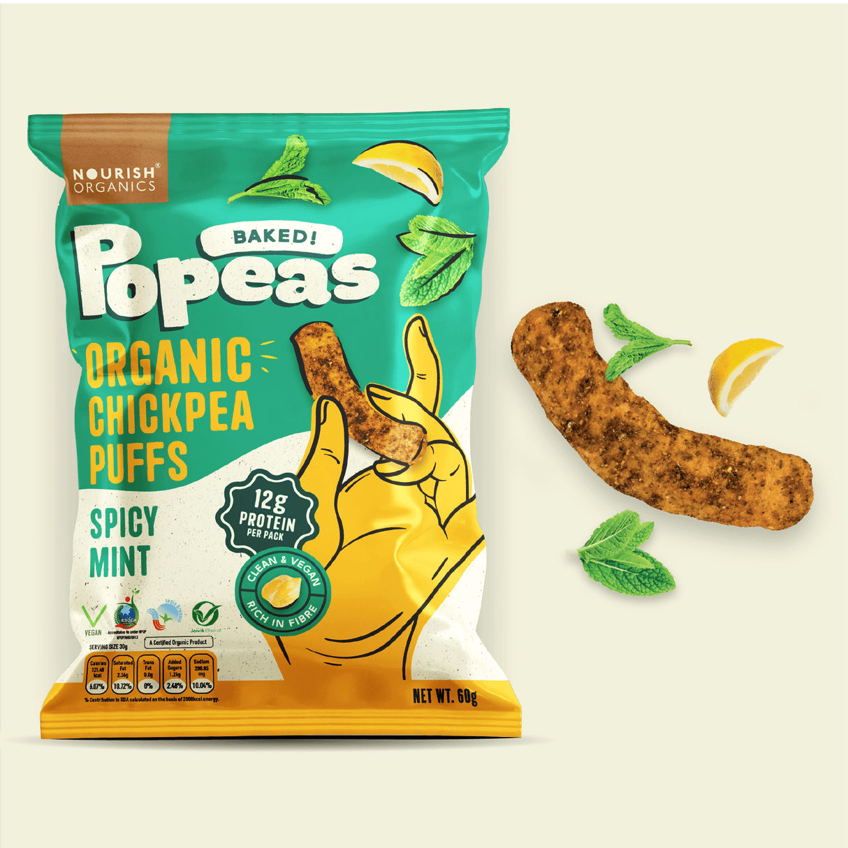 Nourish Organic Spicy Mint Chickpea Puff 60g