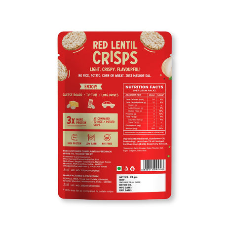Pink Harvest Red Lentil Crisps Garlic&Herb 25g