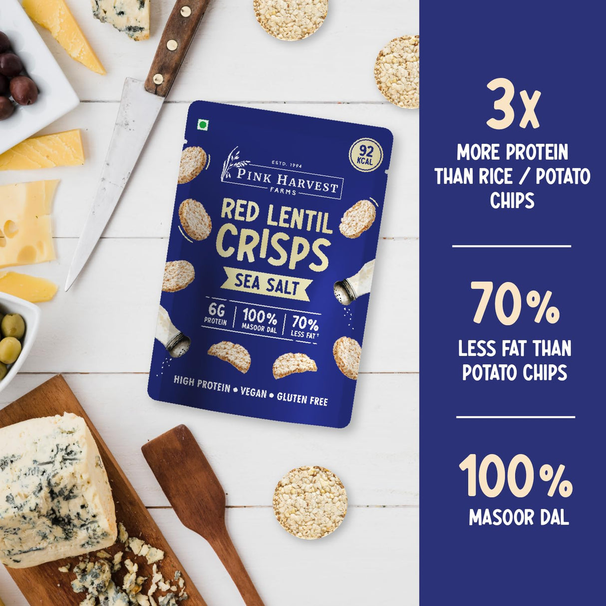 Pink Harvest Red Lentil Crisps Sea Salt 25g