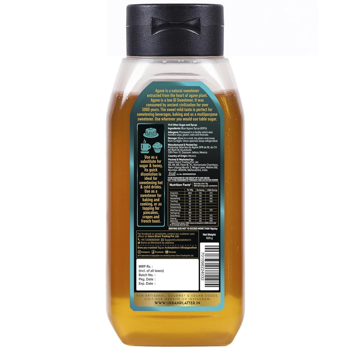 Urban Platter Mexican Blue Agave Syrup 500g