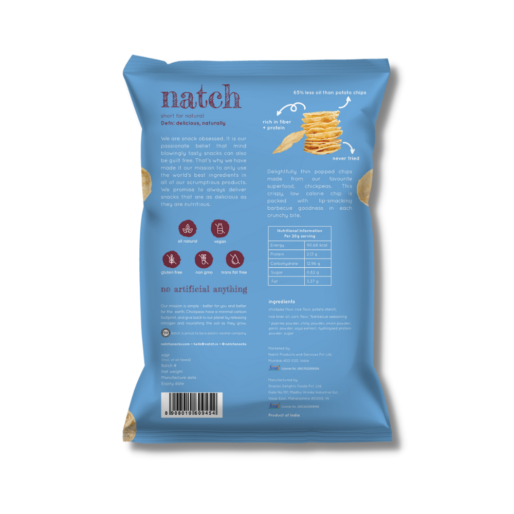 Natch Chickpea Popped Chips Barbecue 55g