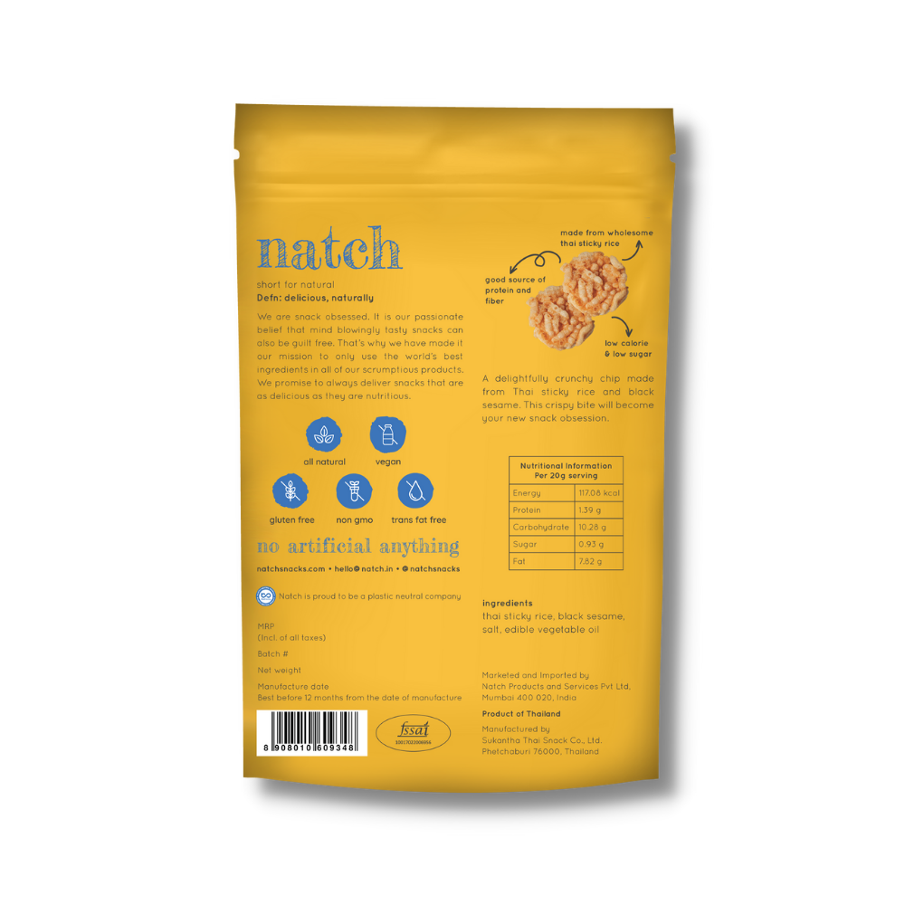 Natch Thai Rice Sesame Chips 100g