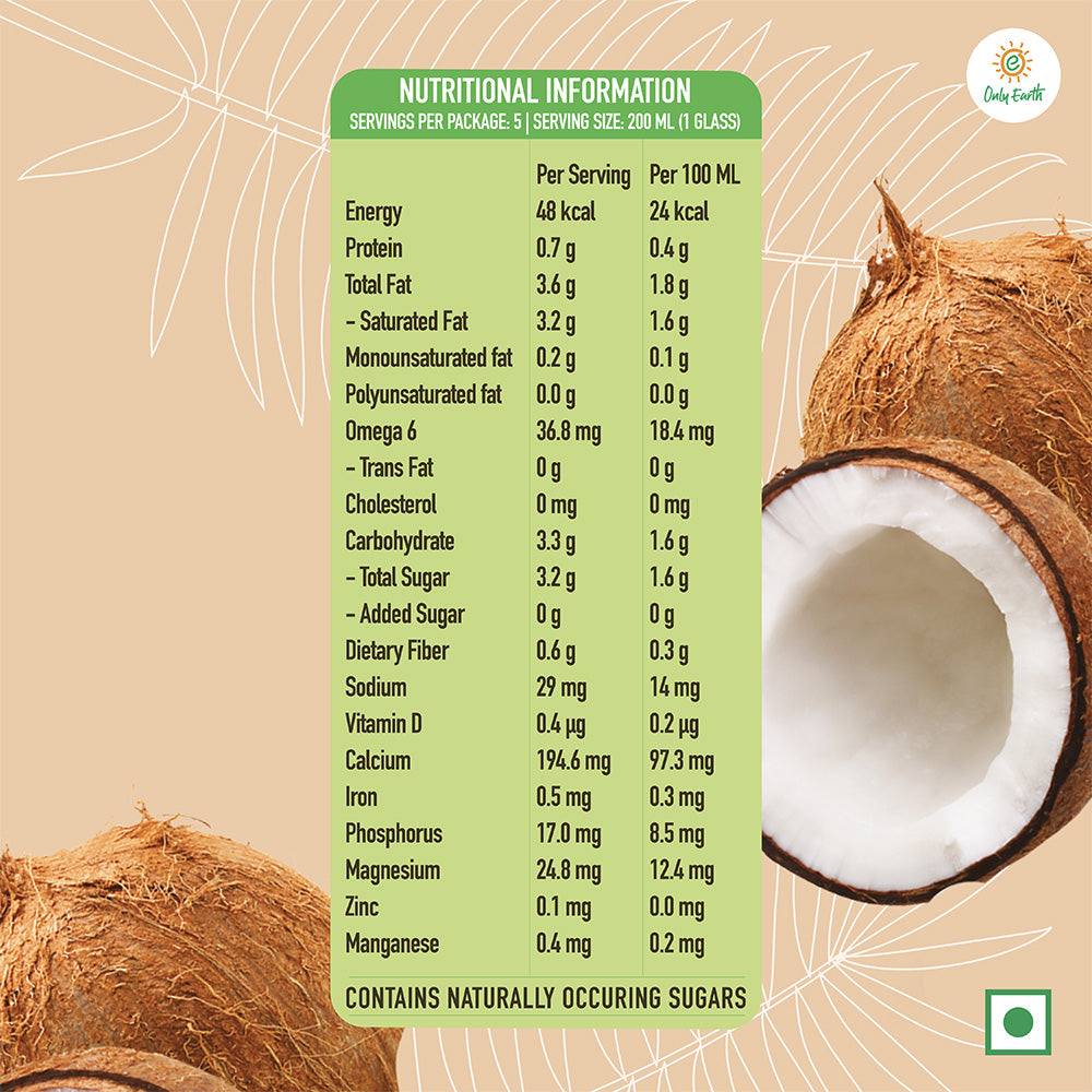 Only Earth Coconut Original Unsweetened 1L - Chennai Grocers