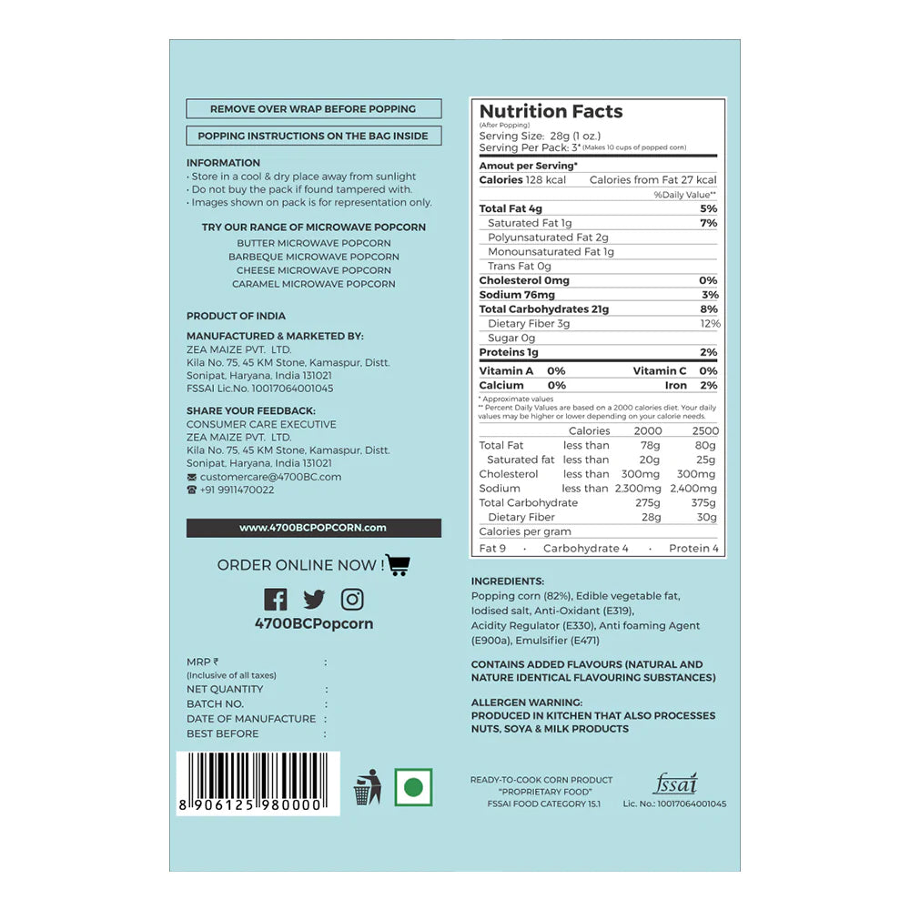 4700Bc Microwave Natural Popcorn 85G