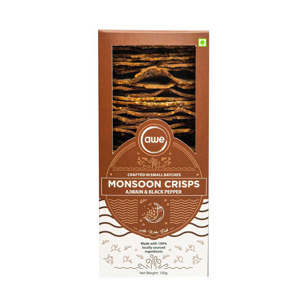 Awe Sourdough Monsoon Crisps Ajwain and Black Pepper 150g