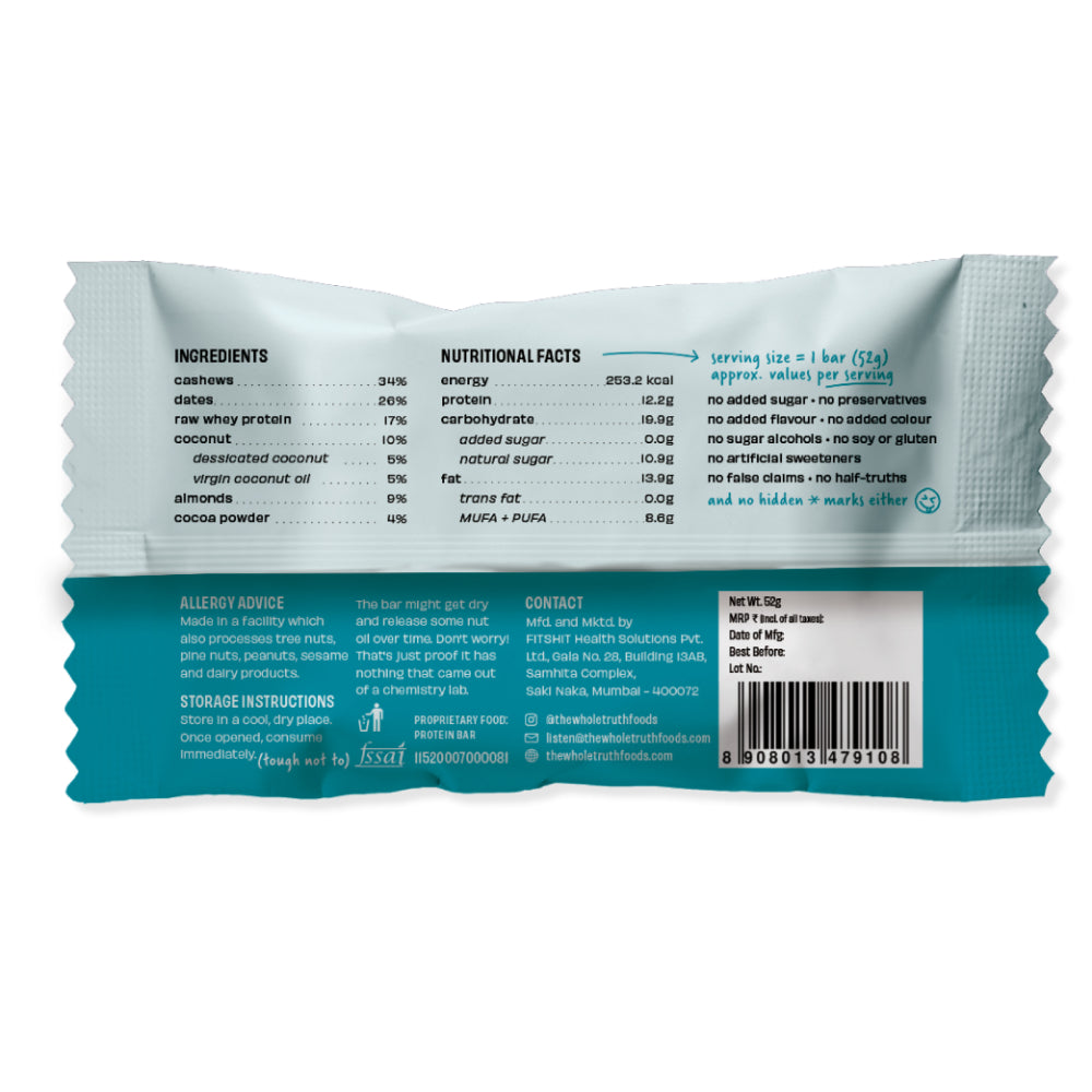 The Whole Truth Cocount Cocoa 12G Protein Bar 52G