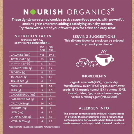 Nourish Organic Cookies Fig Amaranth 110G