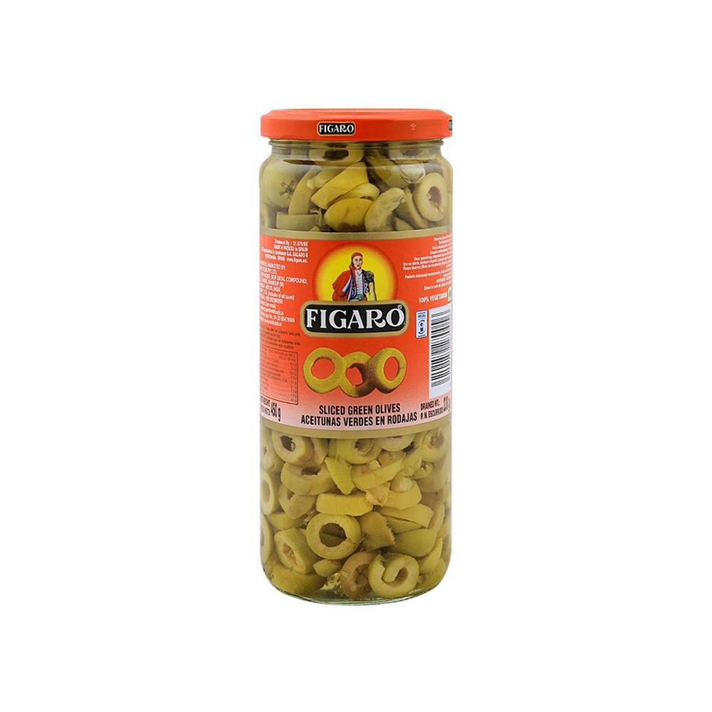 FIGARO GREEN OLIVES SLICED 450G - Chennai Grocers