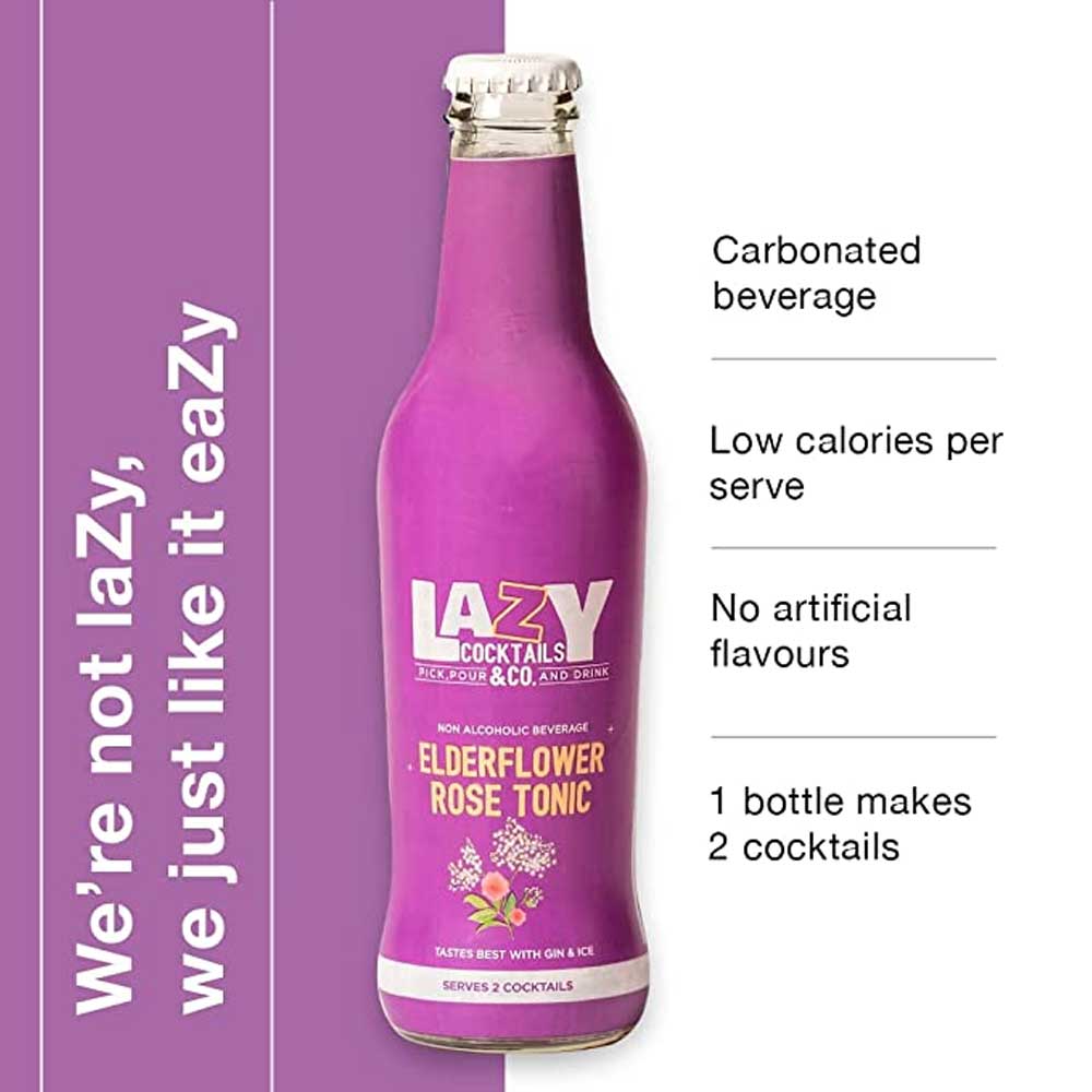Lazy Cocktails Elderflower Rose Tonic 250ml