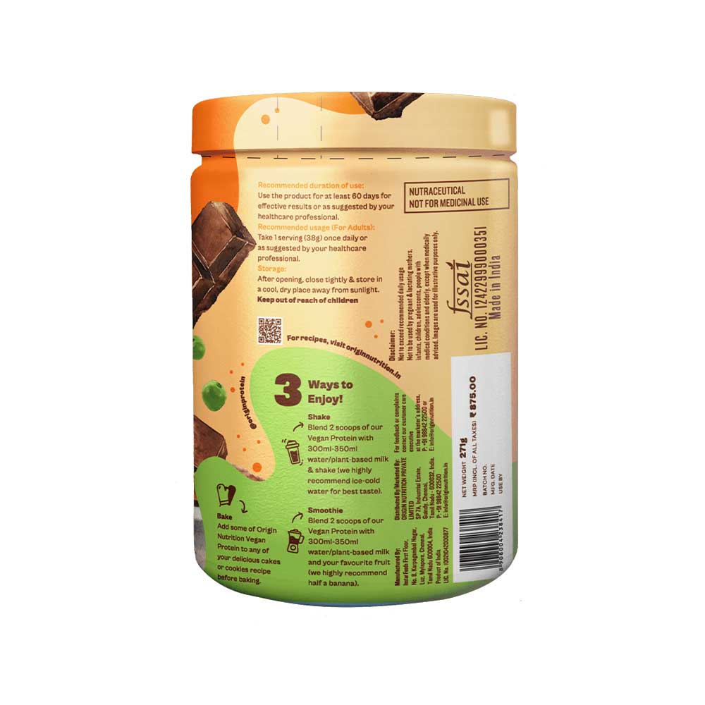 Origin Nutrition Vegan Protein Chocolate Flavour 286G