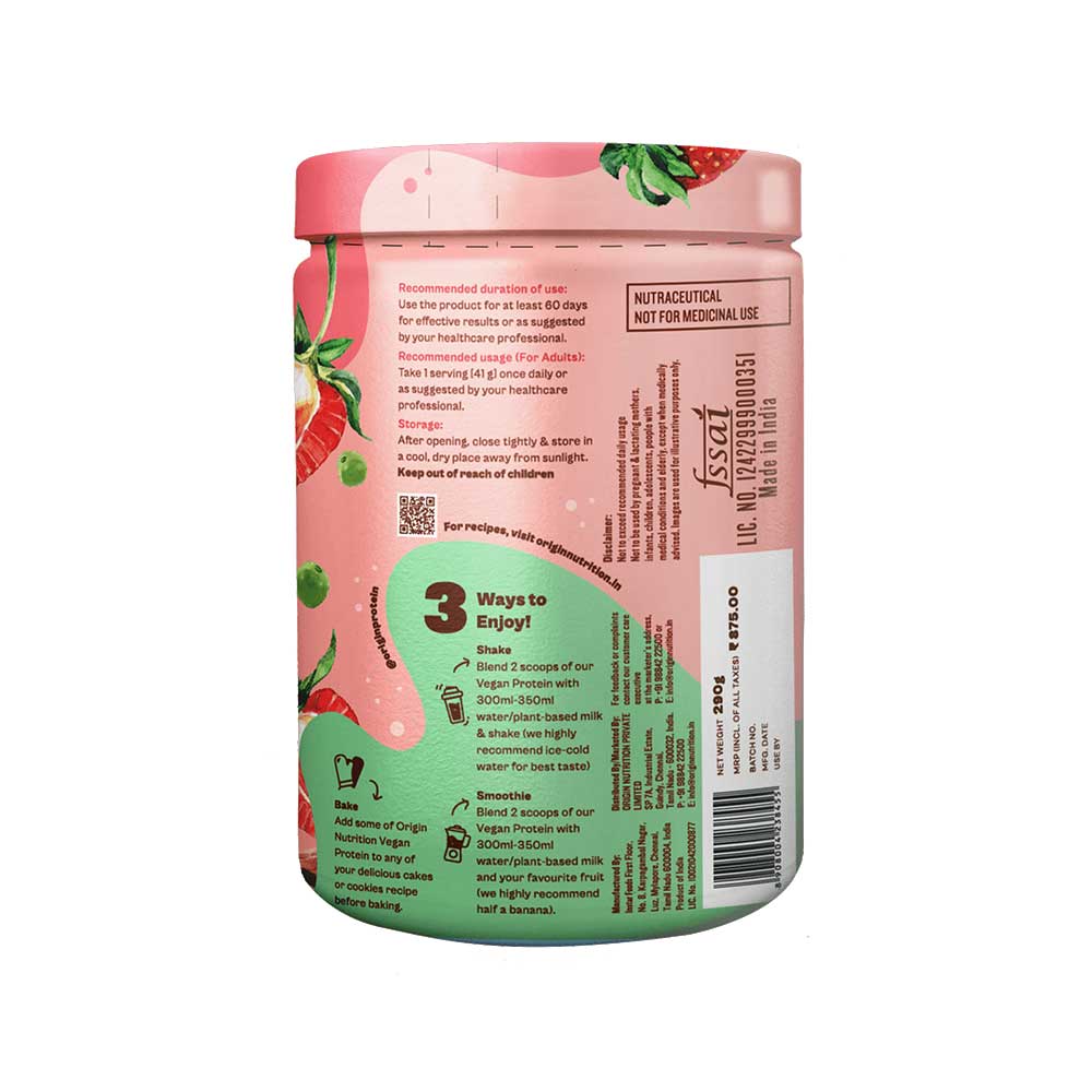 Origin Nutrition Vegan Protein Strawberry Flavour 286G